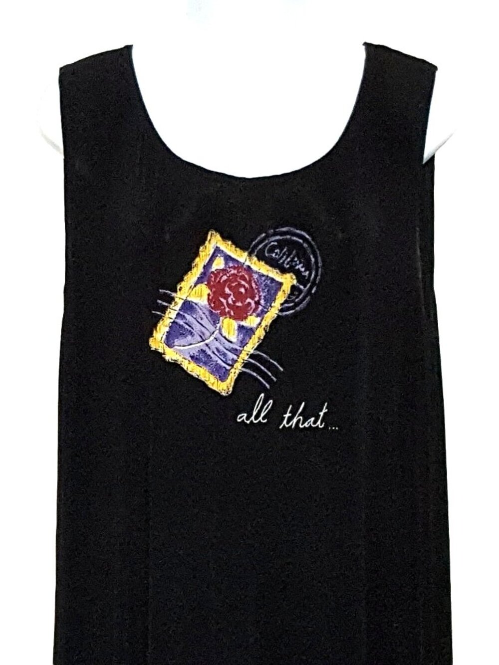 Vintage All That Jazz Dress Women 16 Black Sleeveless Shimmery Slinky Stretch